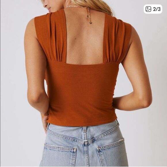 Maeve by Anthropologie NWT draped wrap top Large Rust Burnt Orange - Picture 2 of 7